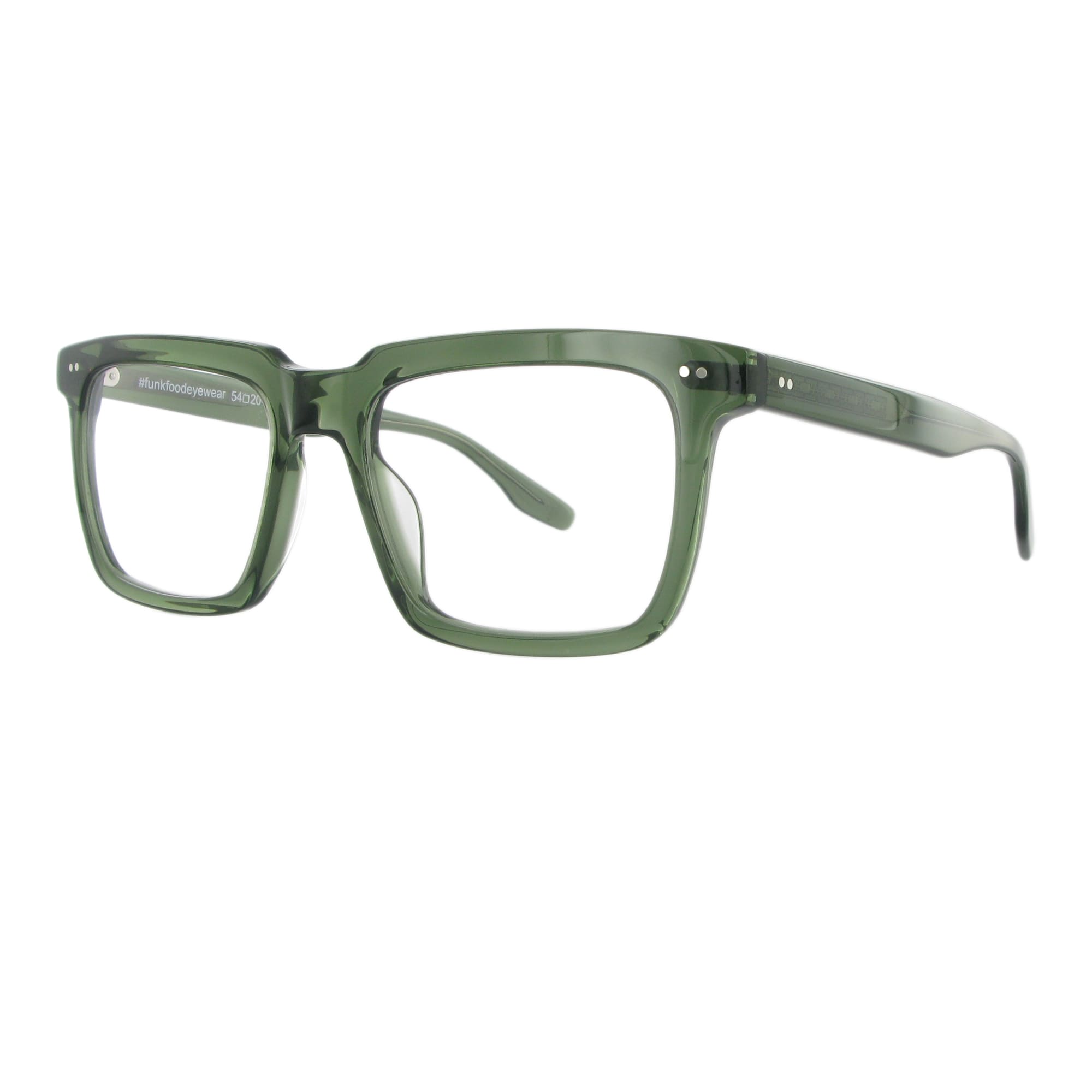 Flaschengrüne Brille aus Acetat mit dickem rechteckigen Gestell, Modell Balish, zeitloses und elegantes Design.