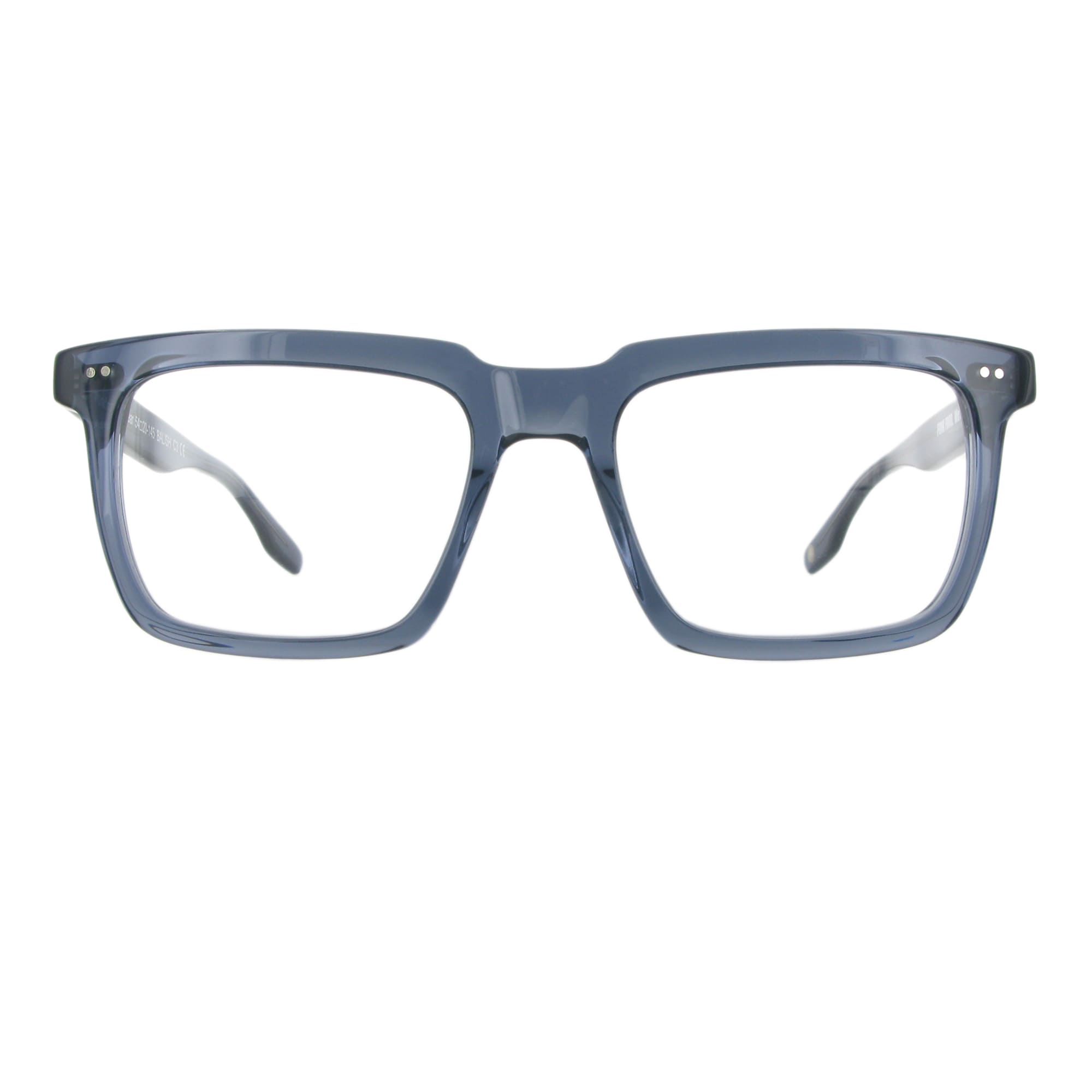 Graublaue Brille aus Acetat mit dickem rechteckigen Gestell, Modell Balish, zeitloses und elegantes Design.