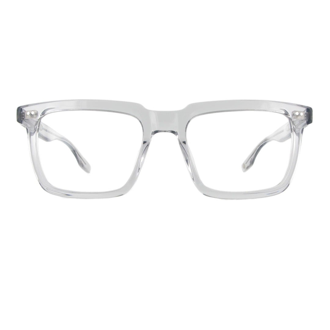 Transparente Funk Food Brille aus Acetat mit dickem rechteckigen Gestell, Modell Balish, zeitloses und elegantes Design.