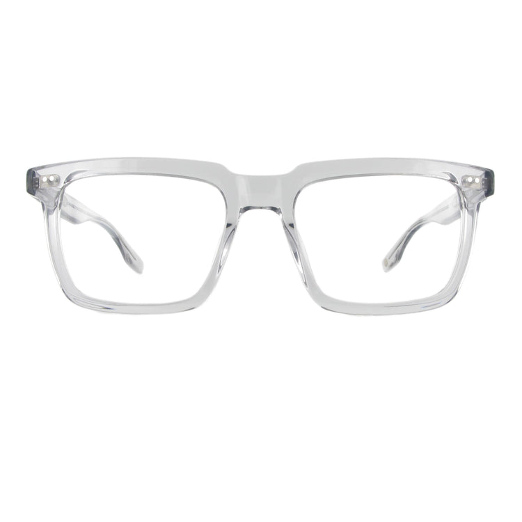 Transparente Funk Food Brille aus Acetat mit dickem rechteckigen Gestell, Modell Balish, zeitloses und elegantes Design.