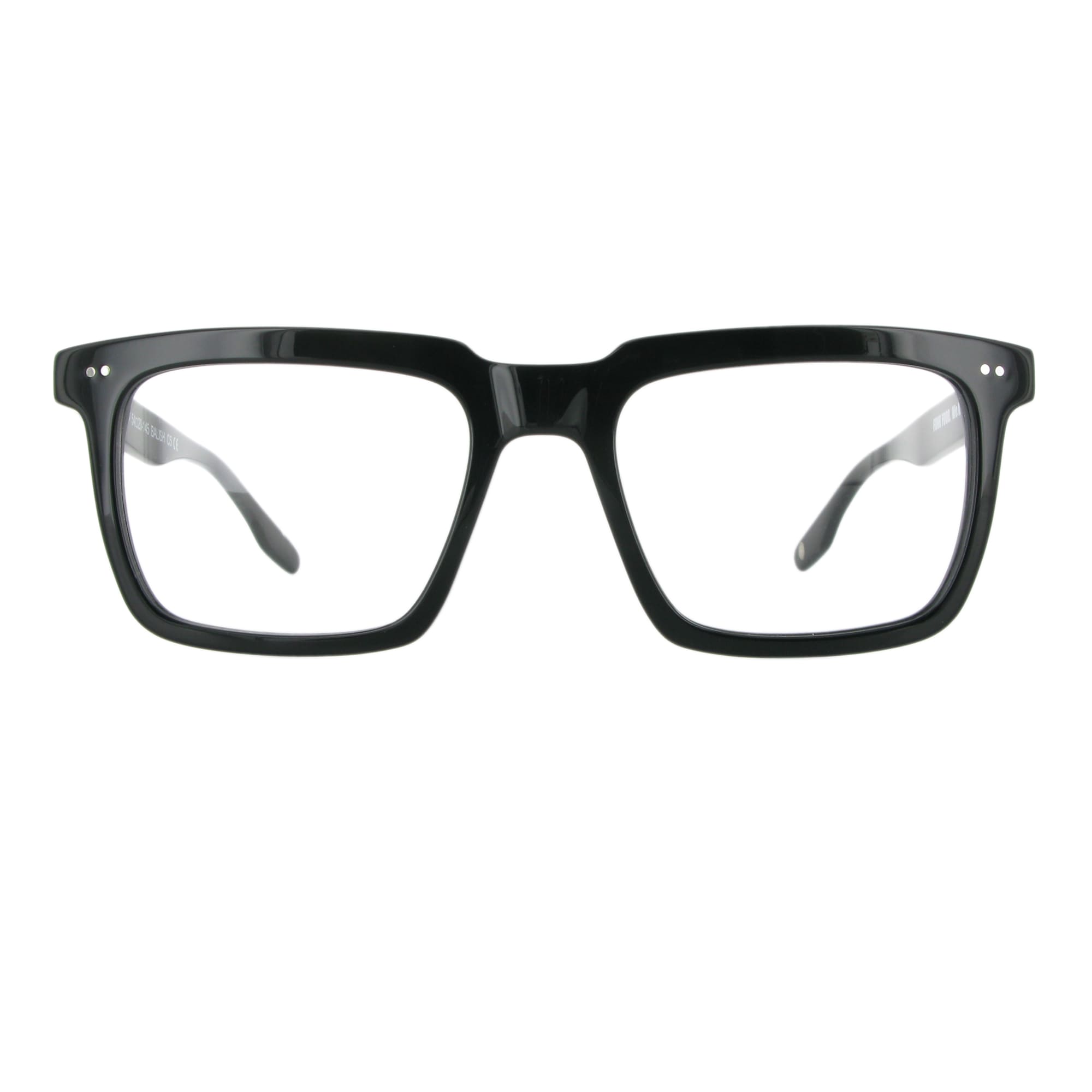 Schwarze Brille aus Acetat mit dickem rechteckigen Gestell, Modell Balish, zeitloses und elegantes Design.