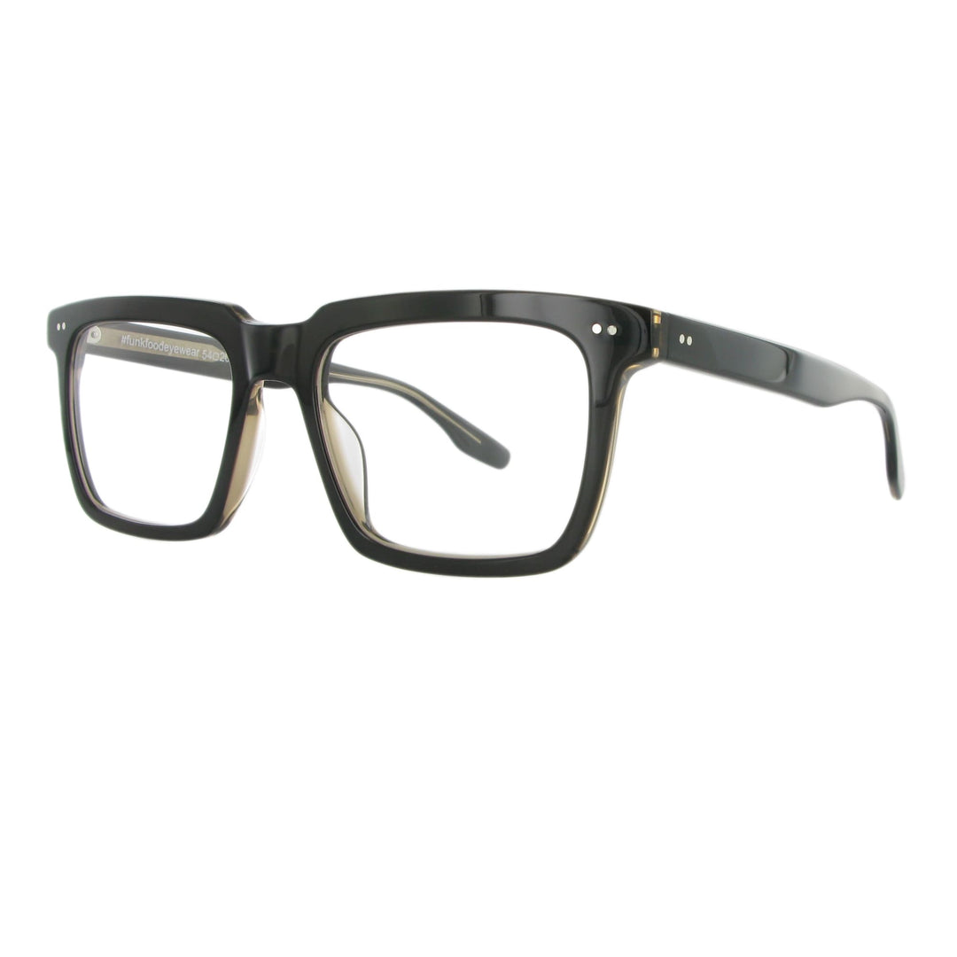 Braune Acetatbrille mit dickem rechteckigen Gestell, Modell Balish, zeitloses und elegantes Design.