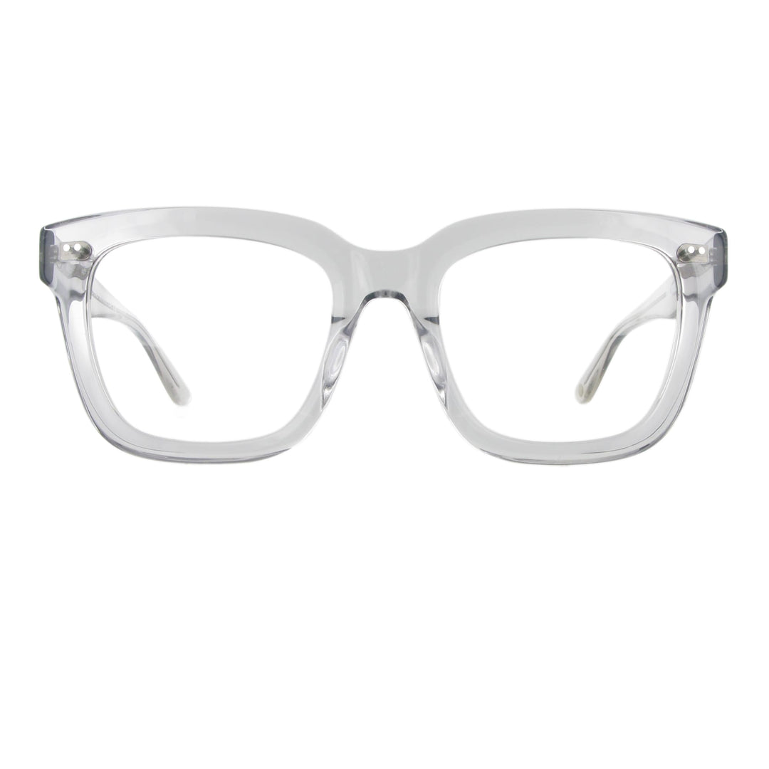 Markante transparente Acetatbrille mit dickem Gestell.