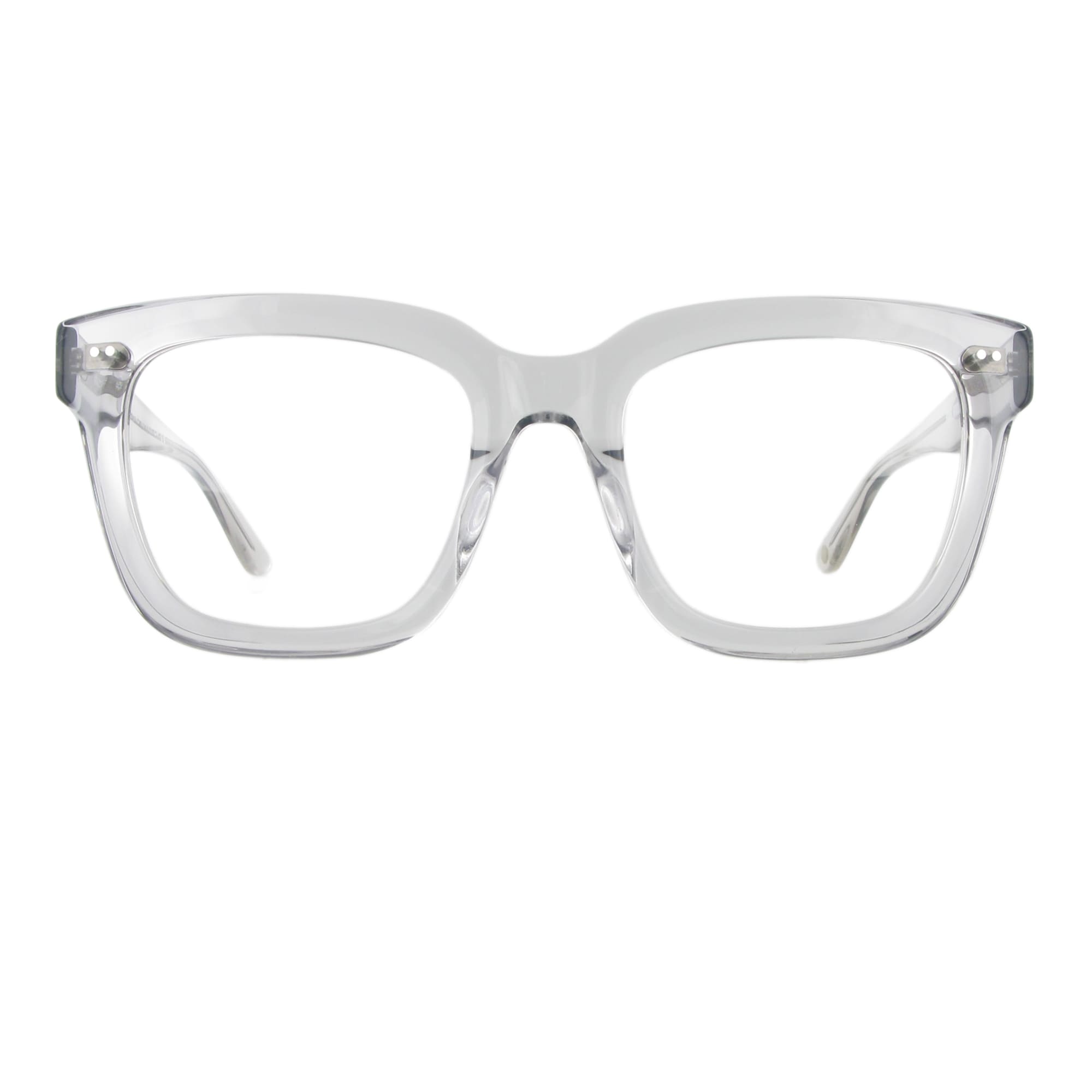 Markante transparente Acetatbrille mit dickem Gestell.
