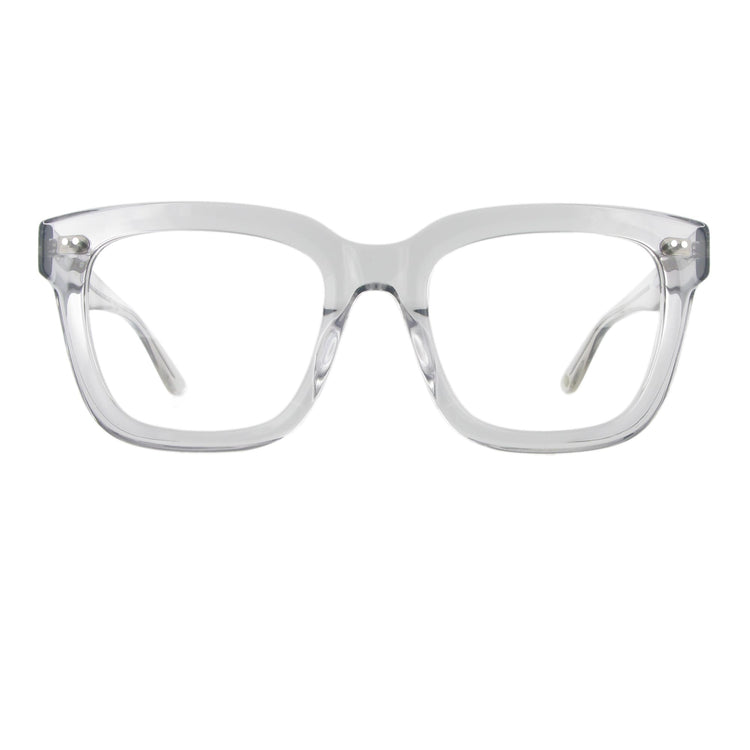 Markante transparente Acetatbrille mit dickem Gestell.