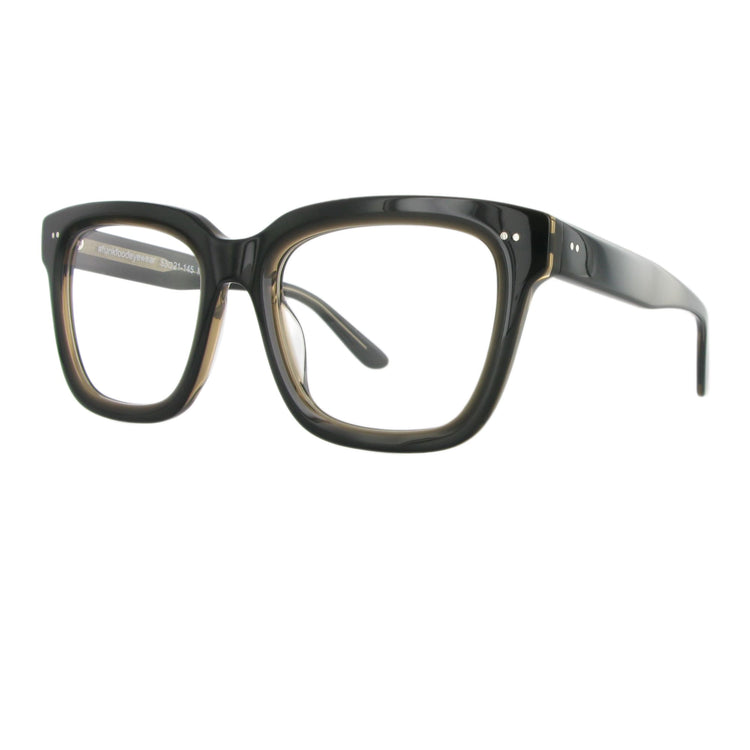 Markante braune Acetatbrille mit dicker Fassung.