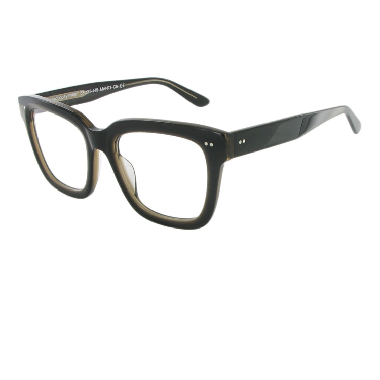 Markante braune Acetatbrille mit dicker Fassung.