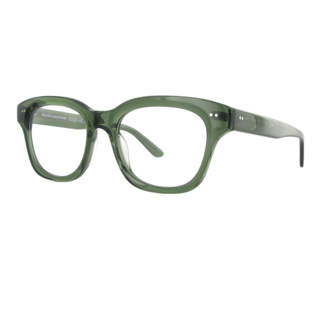 Grüne Unisex Brille aus Acetat mit besonderer Fase, Modell Pastizzi. 