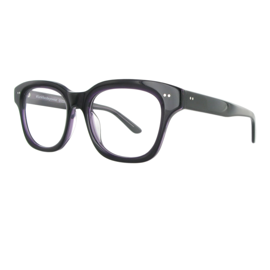 Funk Food Unisex Brille aus Acetat mit besonderer Fase in der Farbe Black Purple.