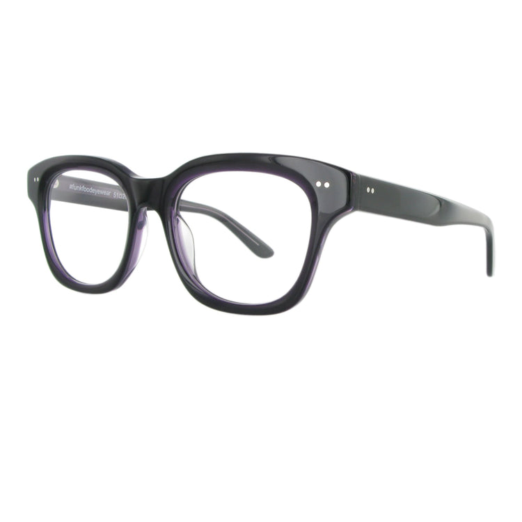 Funk Food Unisex Brille aus Acetat mit besonderer Fase in der Farbe Black Purple.