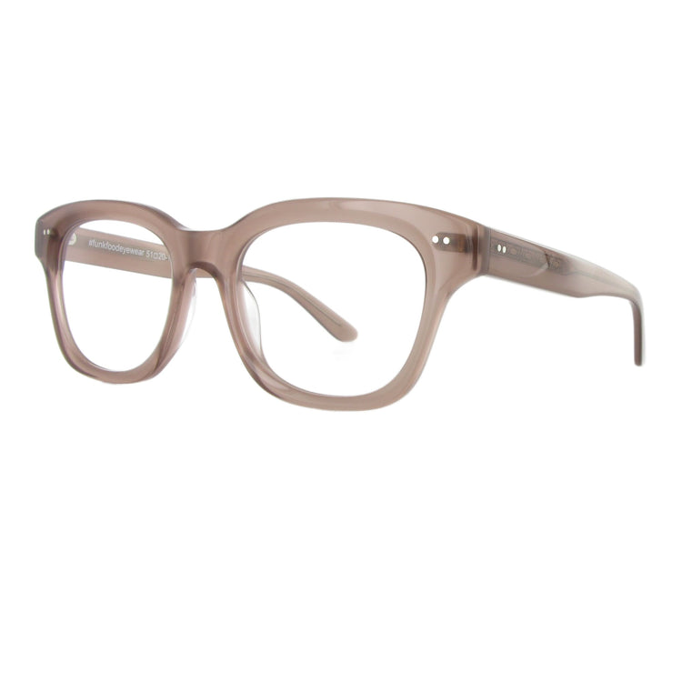 Funk Food Unisex Brille aus Acetat mit besonderer Fase in der Farbe Dusky Pink.