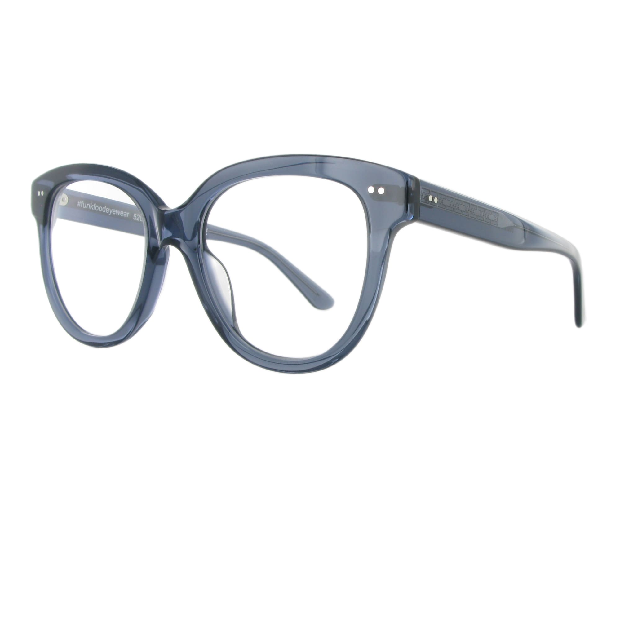 Blaue Funk Food Brille aus Acetat in harmonischer Butterfly Form.