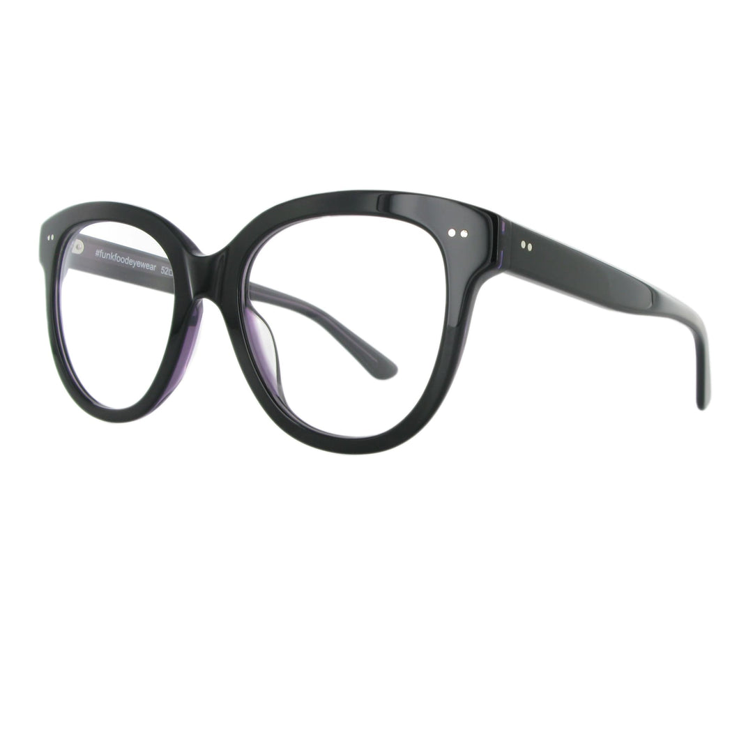 Funk Food Acetatbrille, Modell Samsa in harmonischer Butterfly Form, Farbe Black Purple.