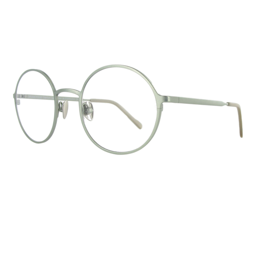 Schwarze Metallbrille mit runden Gläsern und großzügigem Steg, ausgewogen und minimalistisch.